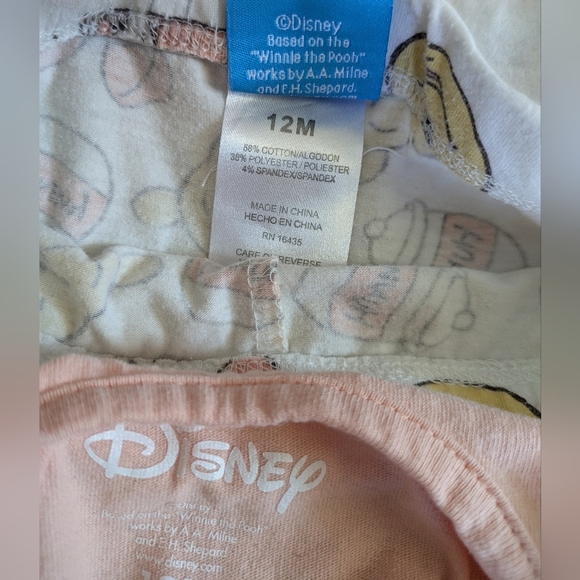 Disney Winnie the Pooh Piglet Honey Bee 2 Piece Short Sleeve Top Pants Set 12 M - Picture 6 of 6